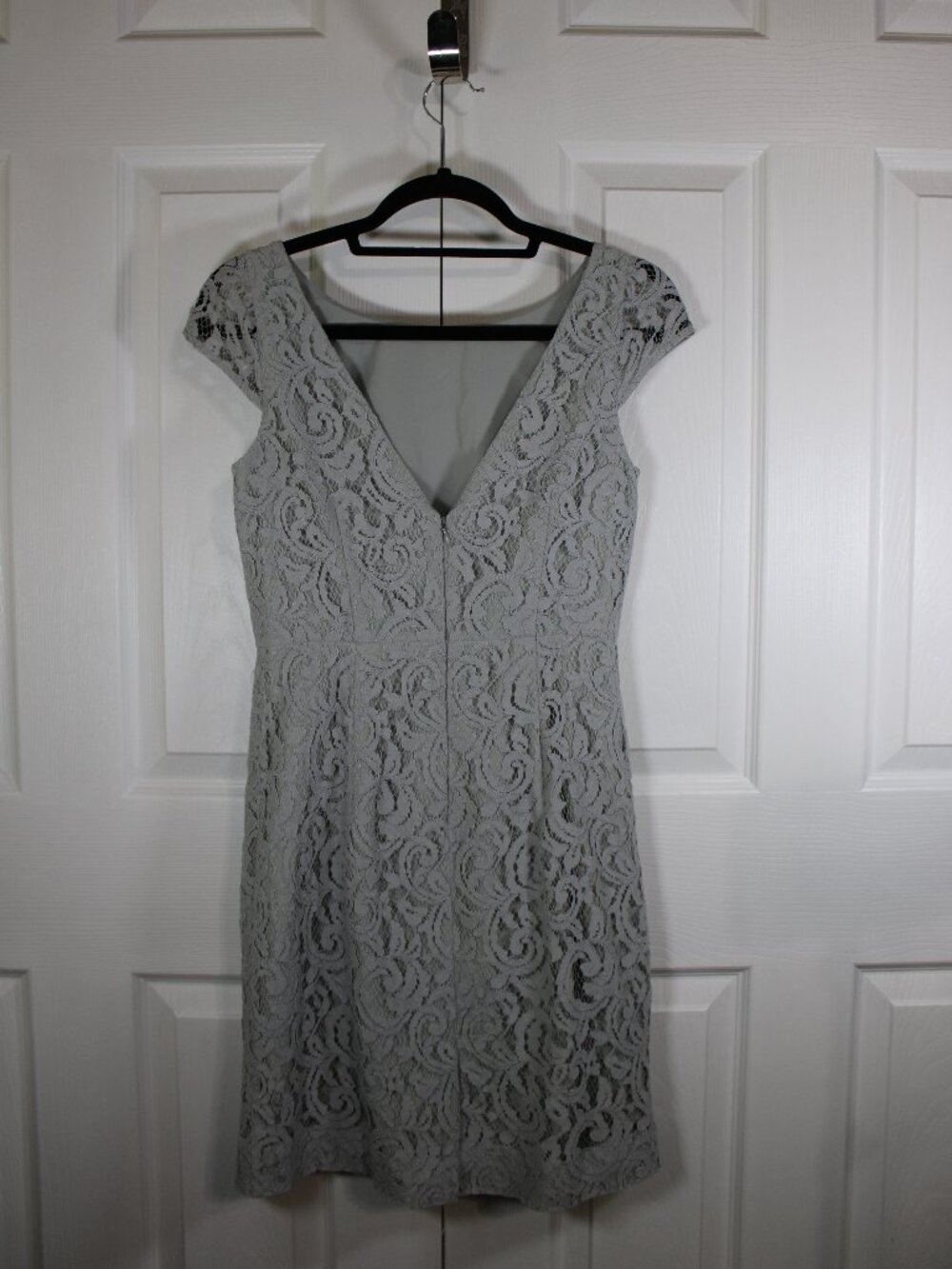 J. Crew Womens Grey Lace Double Lined Cap Sleeve Midi Evening Dress - Picture 4 of 16